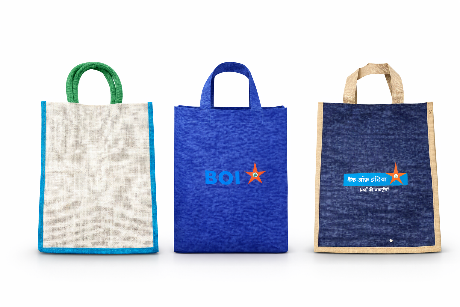 Jute Bag with Colored Handles